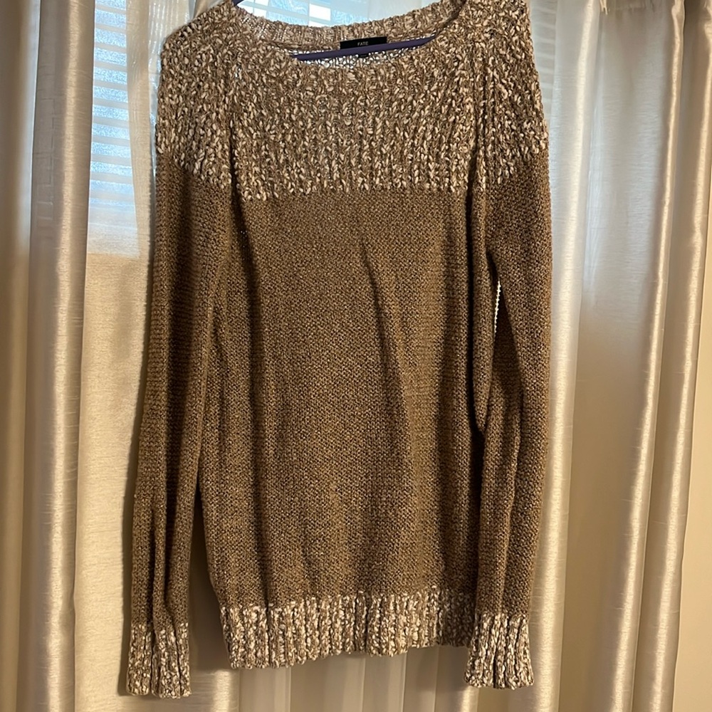 Cream, brown sweater from Fate